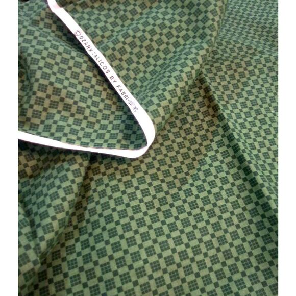 Fabric, Green Cotton Checked Calico, 2 yds x 45" ozark calicos - Picture 4 of 7
